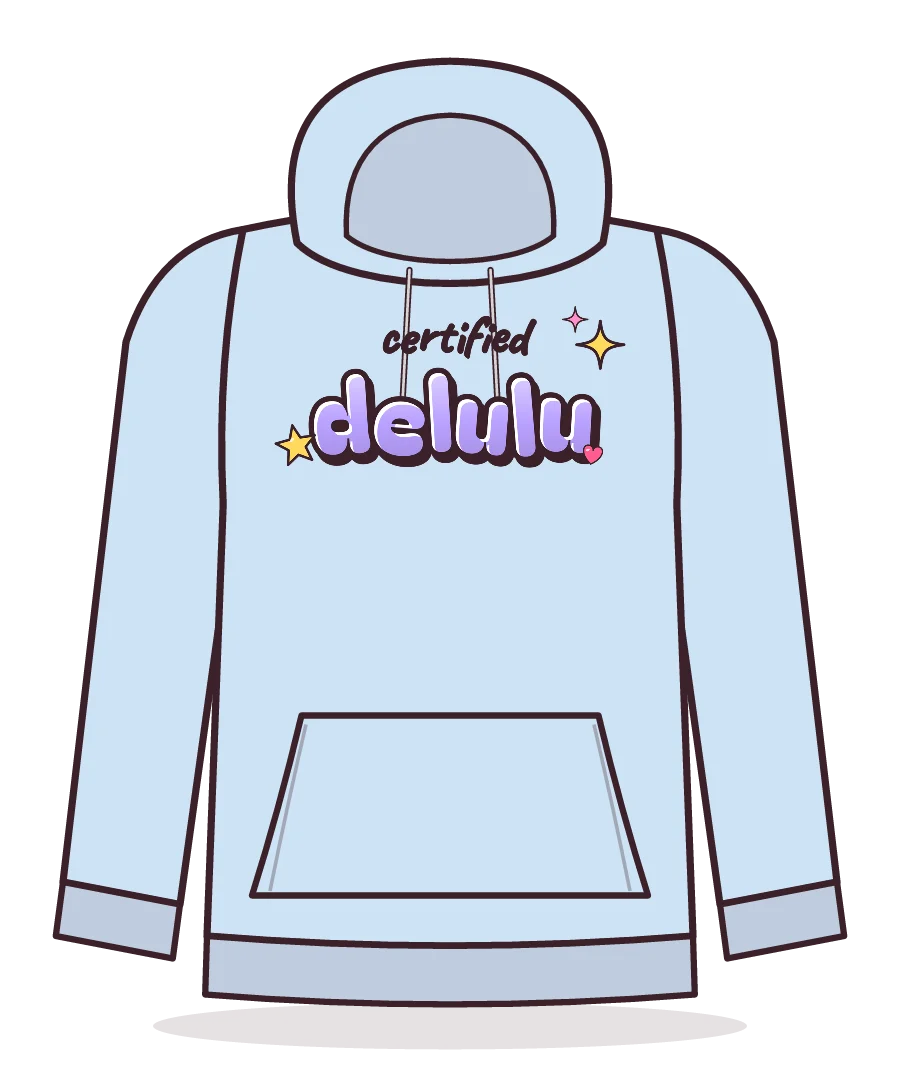 certified delulu hoodie in light blue